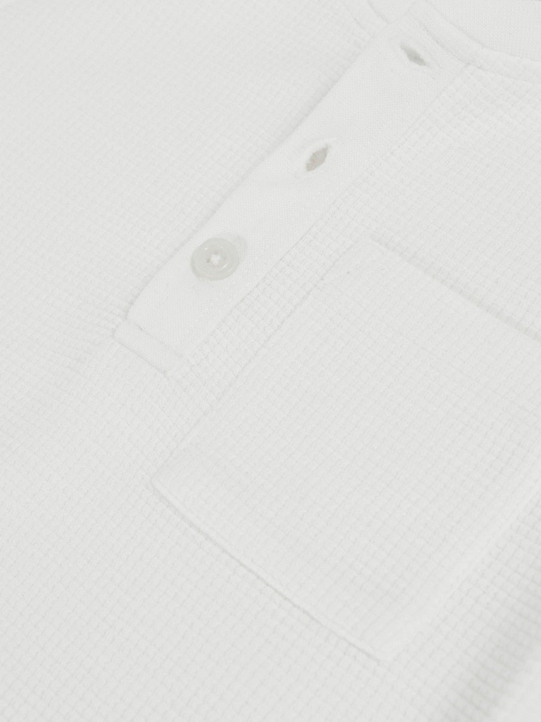 13-14 yrs Cotton-Blend Waffle Henley T-Shirt White | Children