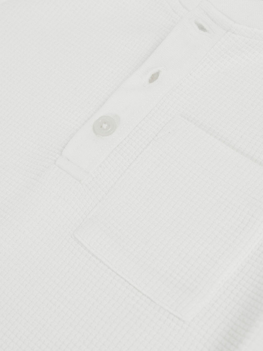 13-14 yrs Cotton-Blend Waffle Henley T-Shirt White | Children