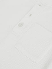 13-14 yrs Cotton-Blend Waffle Henley T-Shirt White | Children
