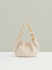 Leather Bead-Handle Pouch Bag Off White | Womens