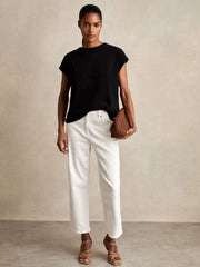 Brushed-Cotton Crew-Neck T-Shirt Black | Womens