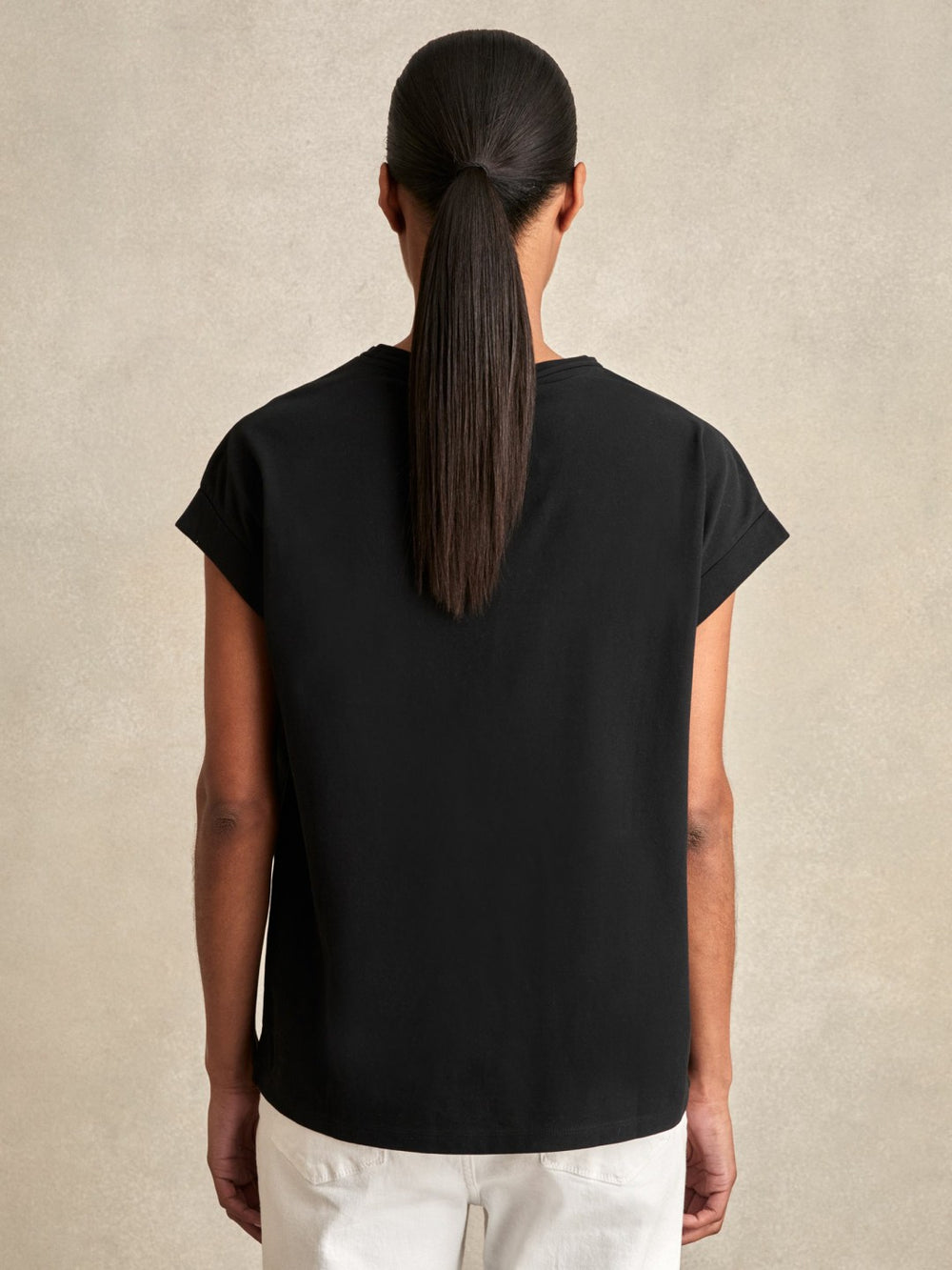 Brushed-Cotton Crew-Neck T-Shirt Black | Womens