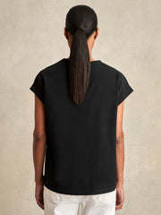 Brushed-Cotton Crew-Neck T-Shirt Black | Womens
