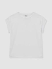 Brushed-Cotton Crew-Neck T-Shirt White | Womens