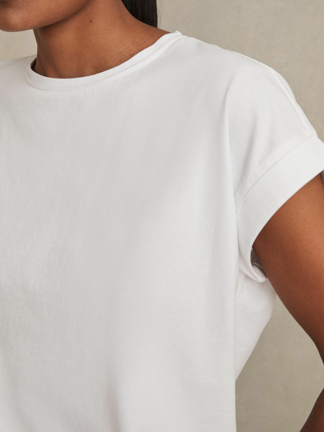 Brushed-Cotton Crew-Neck T-Shirt White | Womens