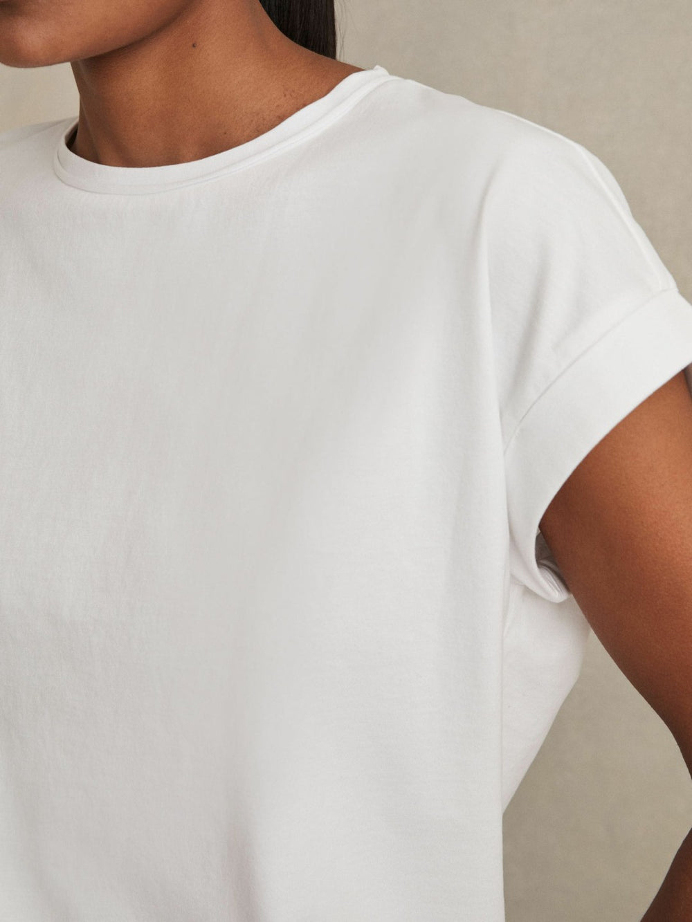 Brushed-Cotton Crew-Neck T-Shirt White | Womens