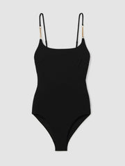 Hardware-Strap Cut-Out Swimsuit Black | Womens
