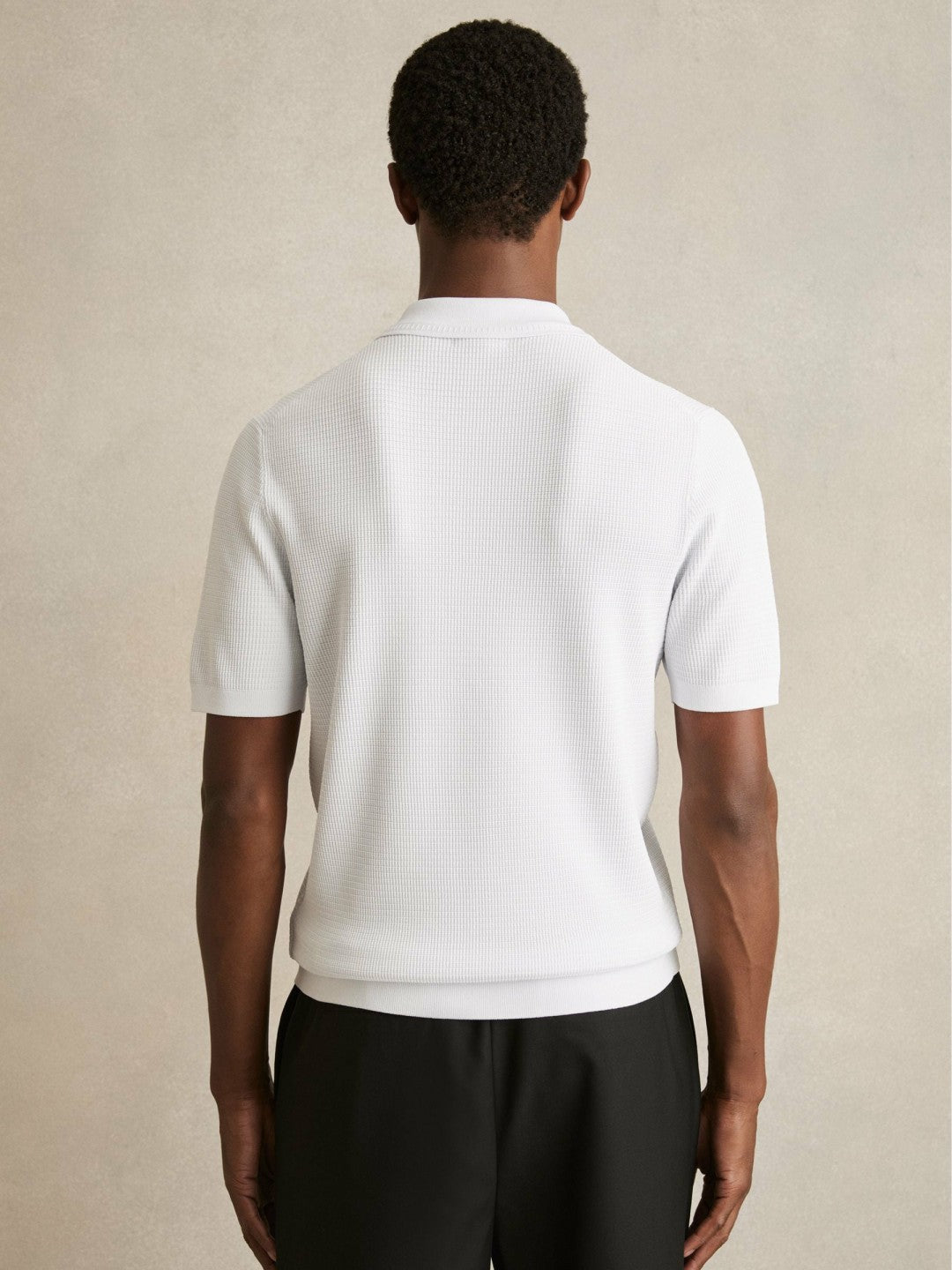 Textured Half-Zip Polo Shirt White | Mens