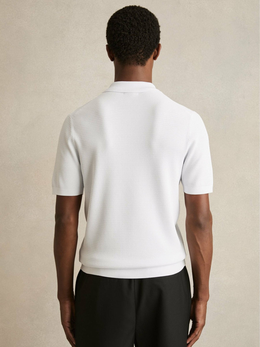 Textured Half-Zip Polo Shirt White | Mens