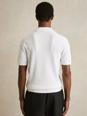 Textured Half-Zip Polo Shirt White | Mens