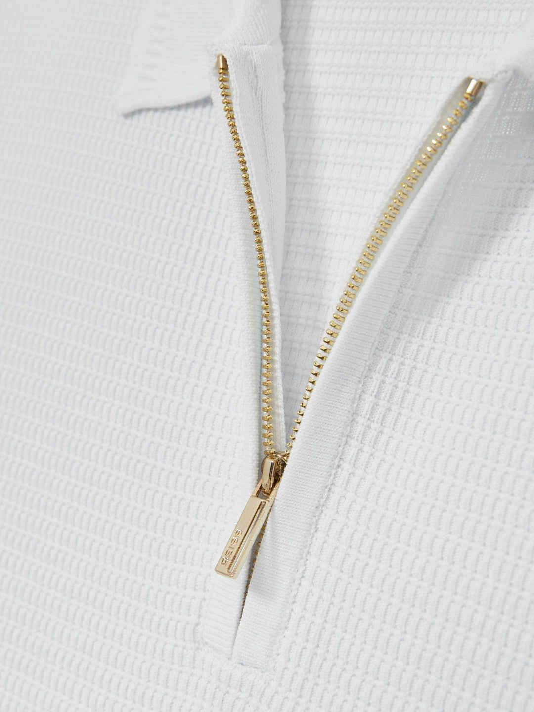 Textured Half-Zip Polo Shirt White | Mens