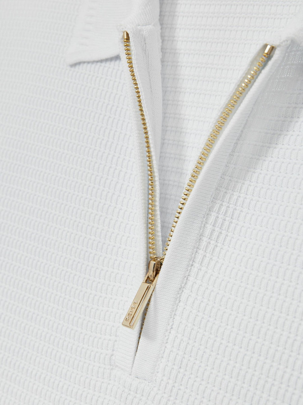 Textured Half-Zip Polo Shirt White | Mens