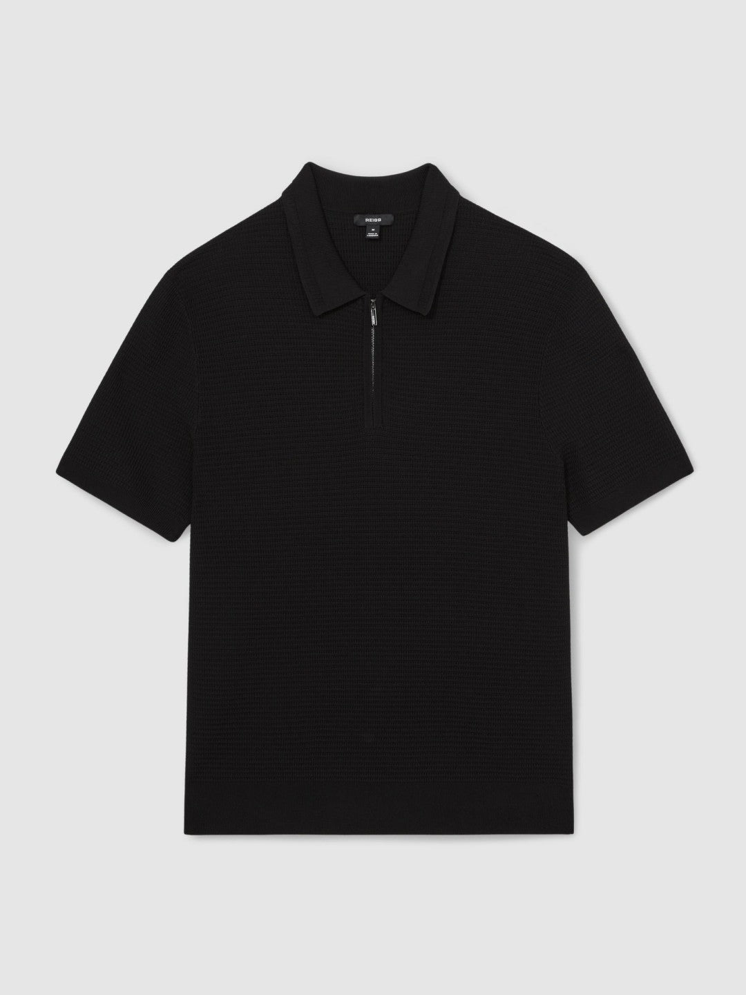 Textured Half-Zip Polo Shirt Black | Mens