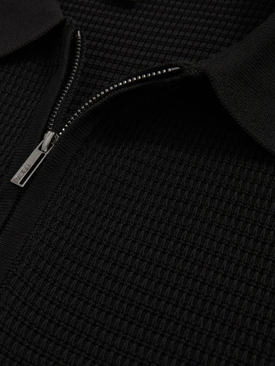 Textured Half-Zip Polo Shirt Black | Mens