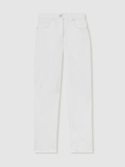 Petite Straight Leg Turn Up Jeans White | Womens