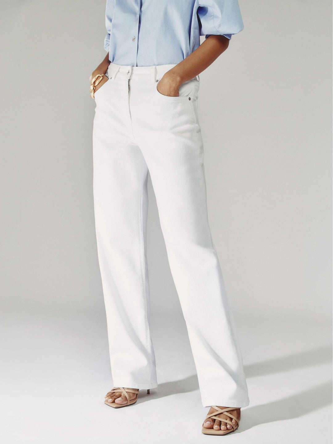 Petite Straight Leg Turn Up Jeans White | Womens