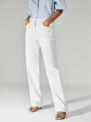 Petite Straight Leg Turn Up Jeans White | Womens