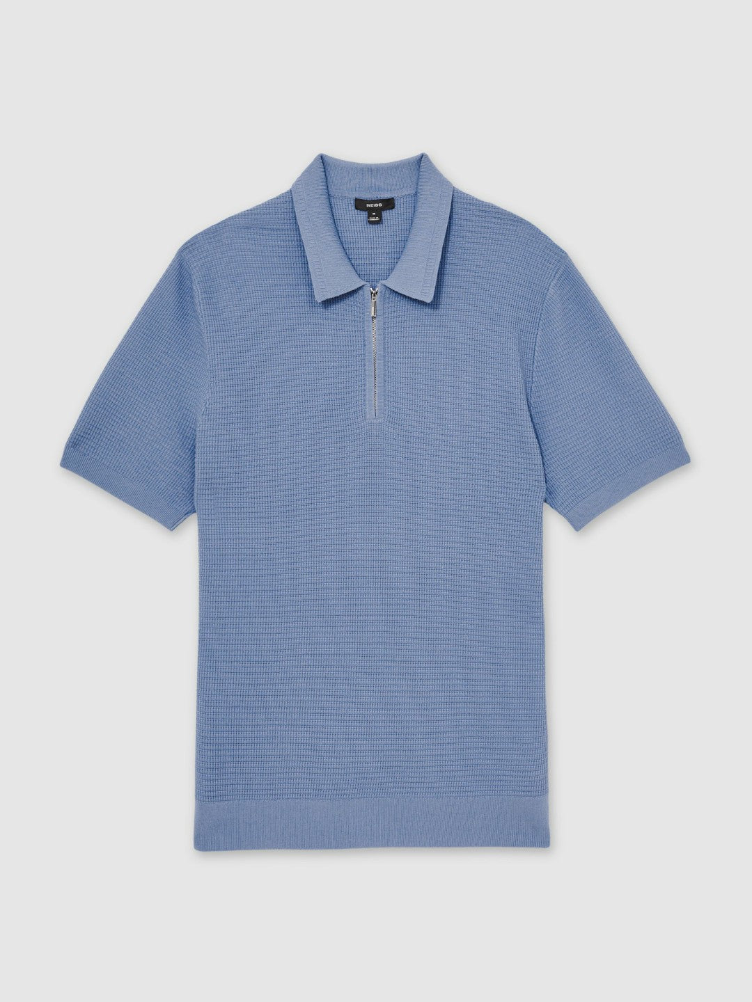 Textured Half-Zip Polo Shirt Blue | Mens