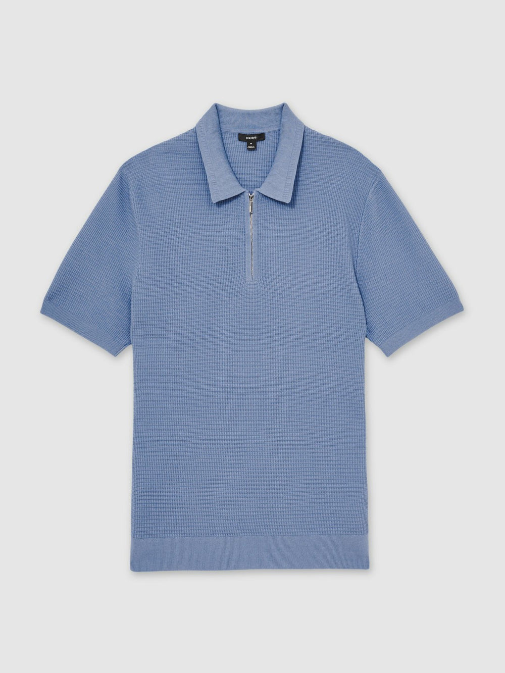 Textured Half-Zip Polo Shirt Blue | Mens