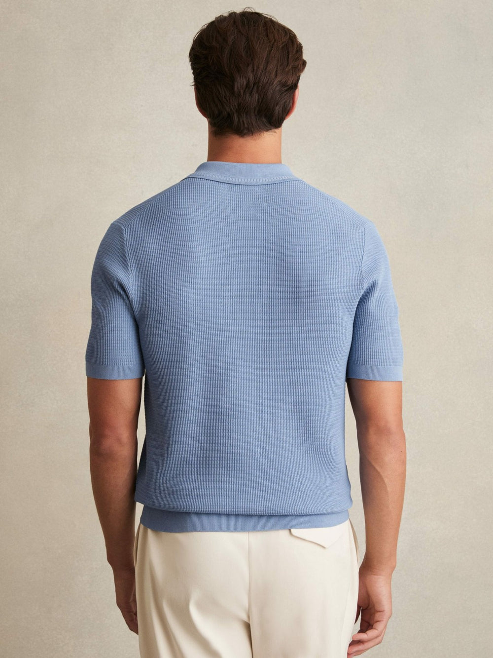 Textured Half-Zip Polo Shirt Blue | Mens