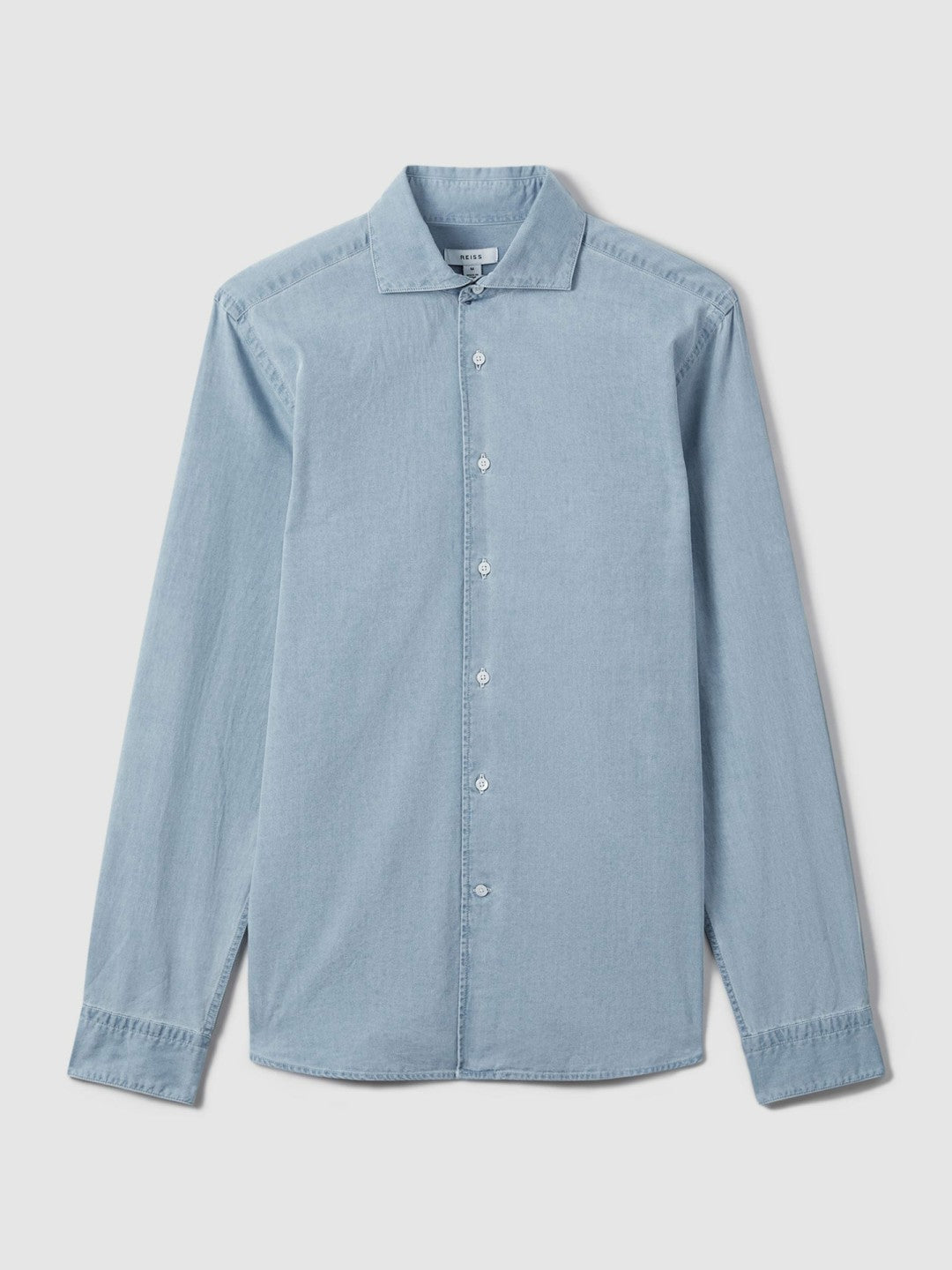 Washed Cotton Chambray Shirt Blue | Mens