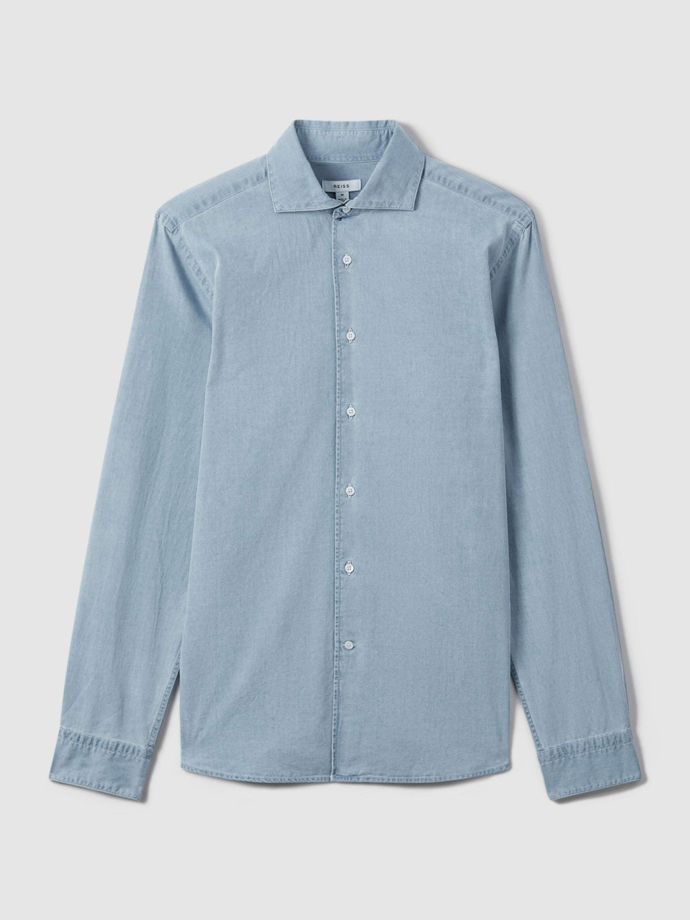 Washed Cotton Chambray Shirt Blue | Mens