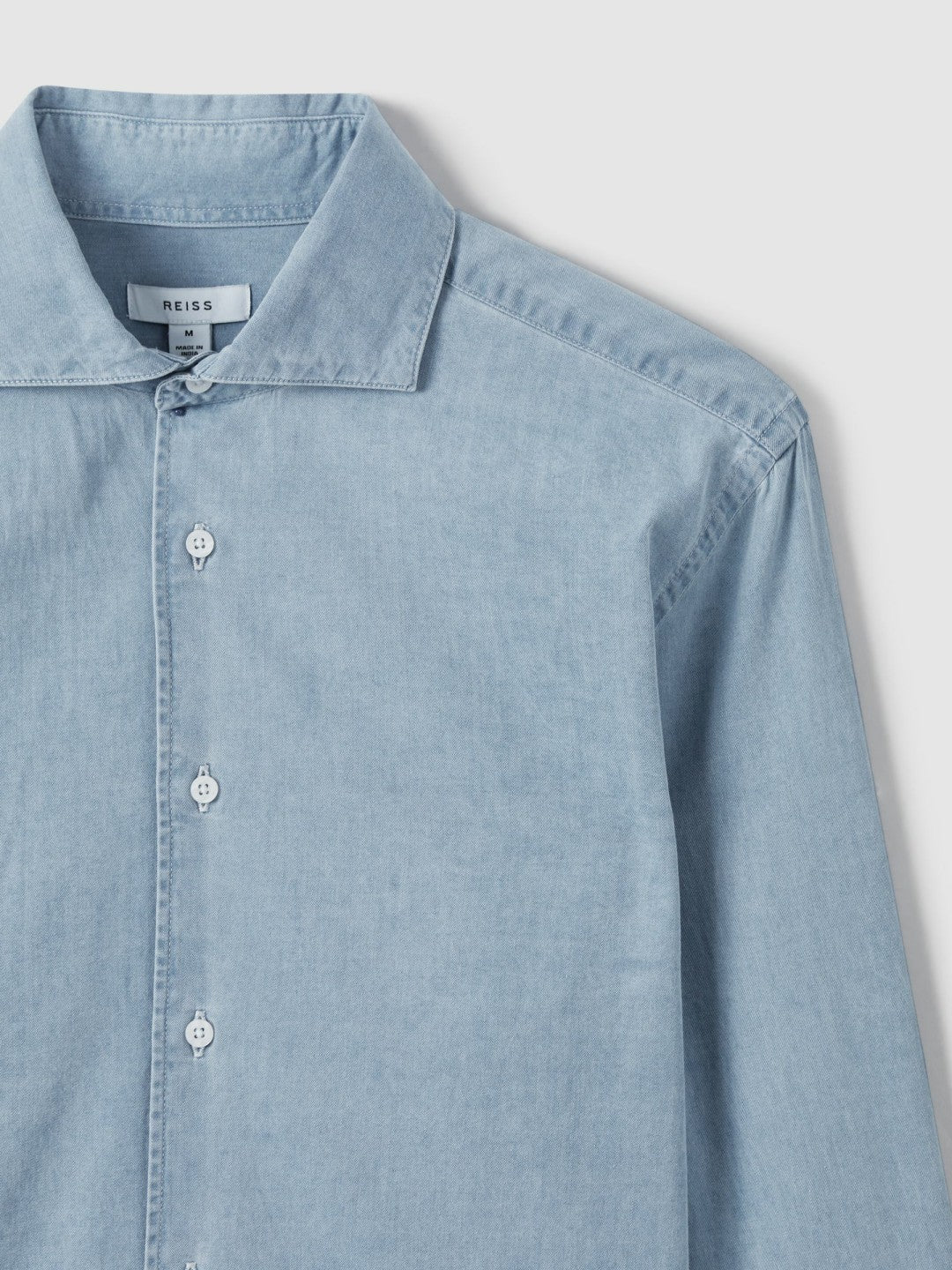 Washed Cotton Chambray Shirt Blue | Mens