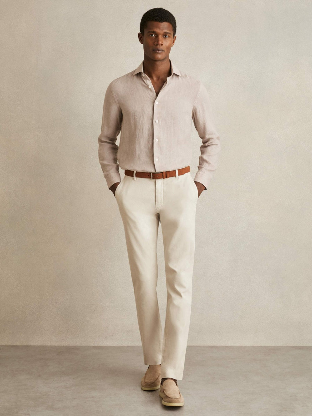 Cotton-Piqué Slim-Fit Chinos Off White | Mens