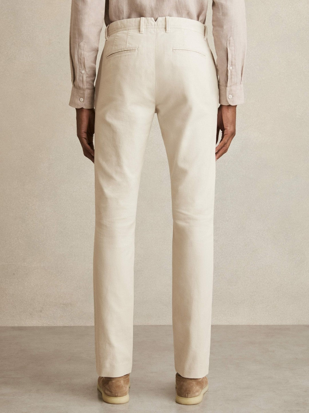 Cotton-Piqué Slim-Fit Chinos Off White | Mens
