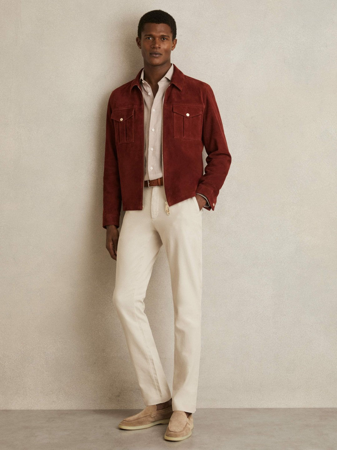 Cotton-Piqué Slim-Fit Chinos Off White | Mens