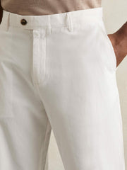 Cotton-Linen Relaxed-Fit Trousers White | Mens