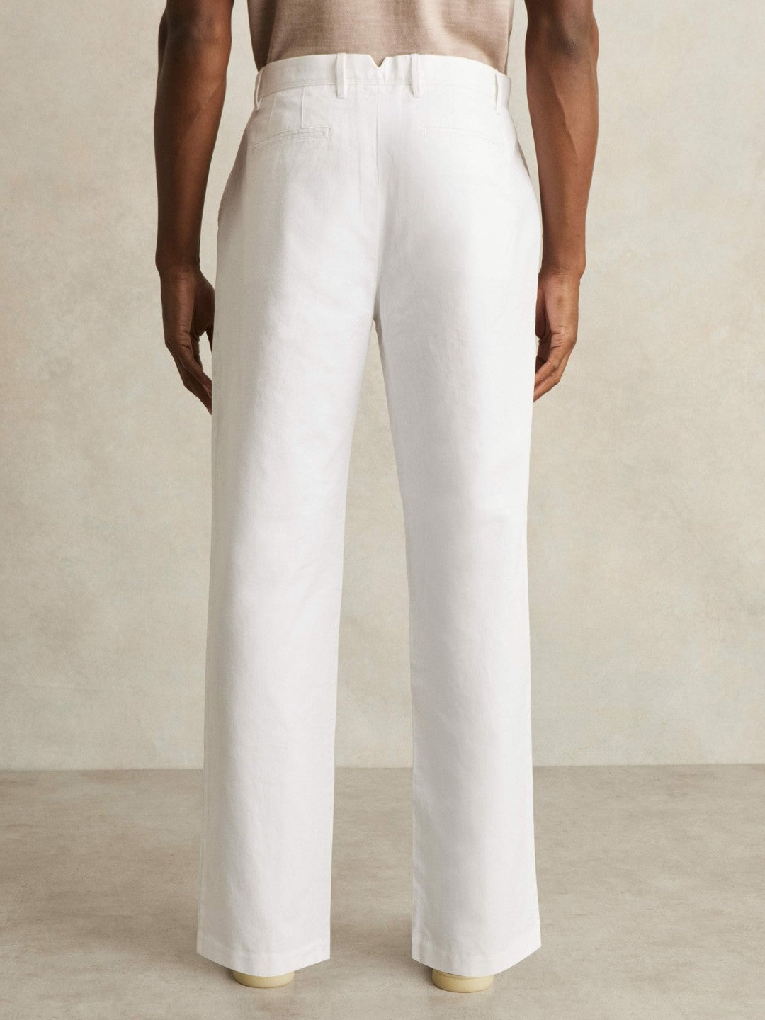 Cotton-Linen Relaxed-Fit Trousers White | Mens