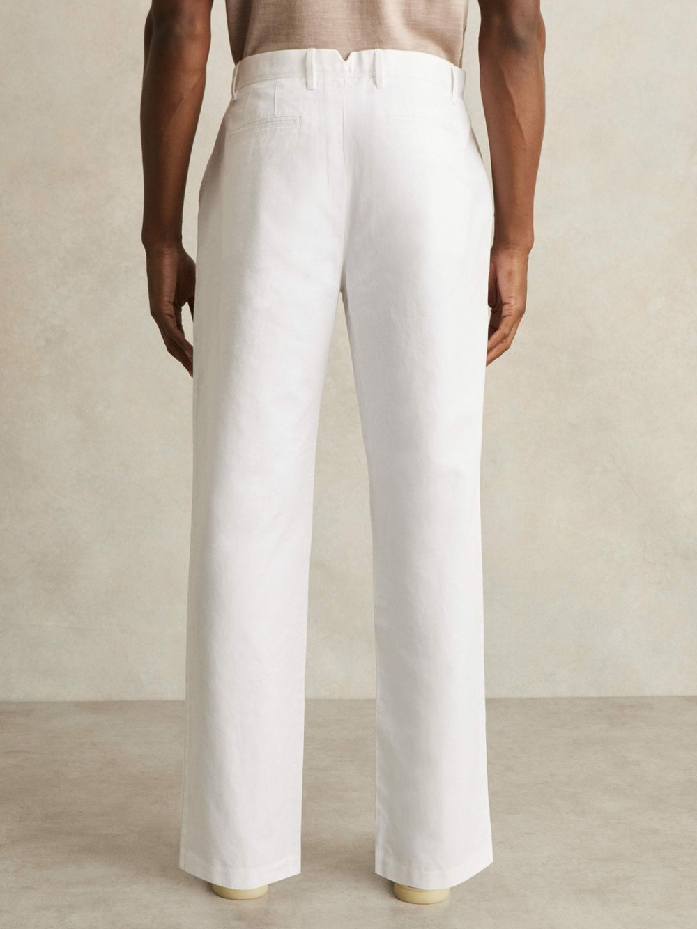 Cotton-Linen Relaxed-Fit Trousers White | Mens