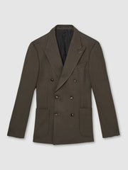 Slim Fit Double Breasted Suit Blazer Dark Green | Mens