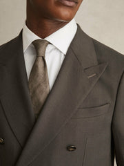 Slim Fit Double Breasted Suit Blazer Dark Green | Mens
