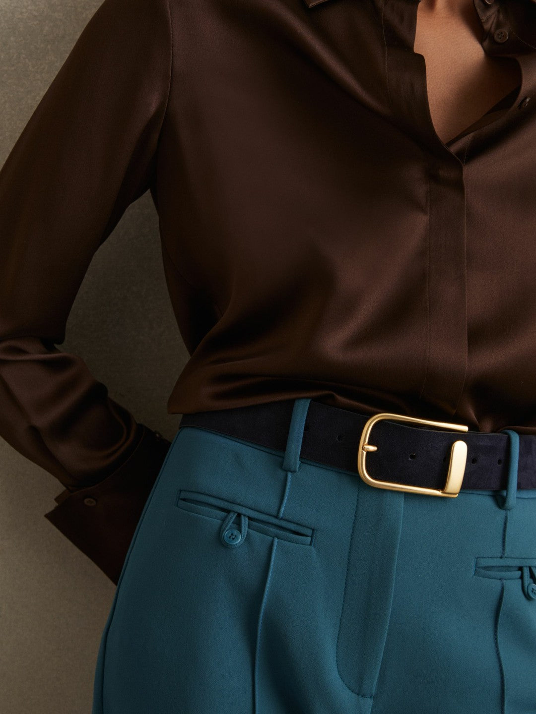 Leather Half Keeper Belt Navy | Womens