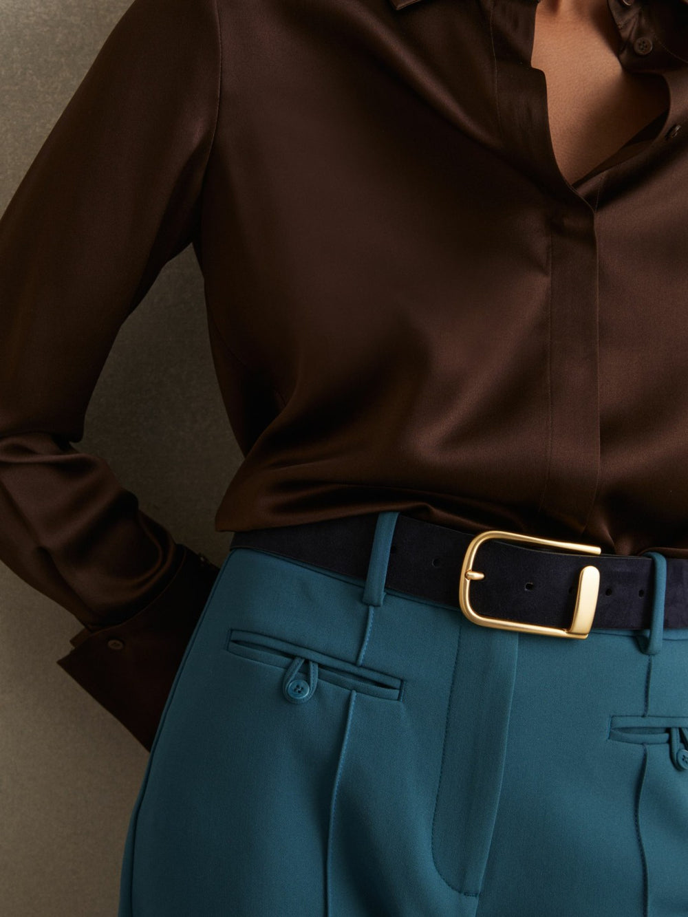 Leather Half Keeper Belt Navy | Womens