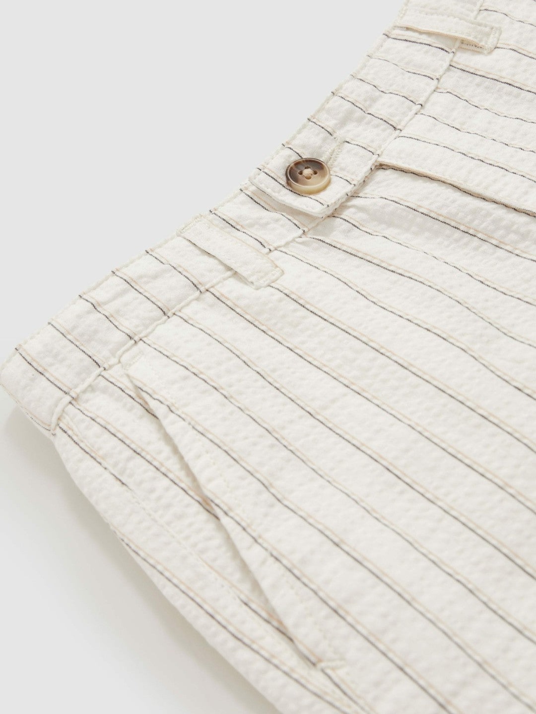 9-13 yrs Cotton Pinstripe Trousers Regular-Fit Off White/Taupe Brown | Children