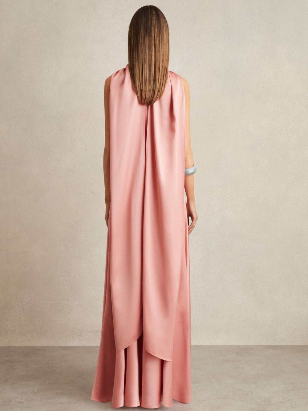 Satin Cape Maxi Dress Pink | Womens