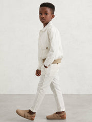 3-9 yrs Cotton Pinstripe Trousers Regular-Fit Off White/Taupe Brown | Children