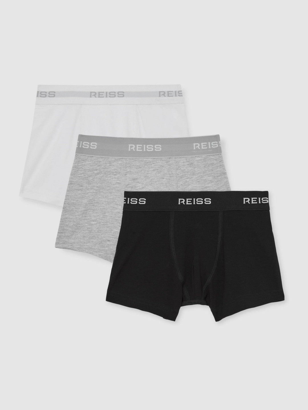 9-13 yrs Stretch-Cotton Logo-Waistband Boxer Shorts 3 Pack White/Grey/Black | Children