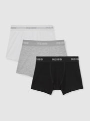 9-13 yrs Stretch-Cotton Logo-Waistband Boxer Shorts 3 Pack White/Grey/Black | Children