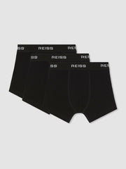 3-9 yrs Stretch-Cotton Logo-Waistband Boxer Shorts 3 Pack Black | Children