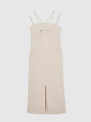 Double Strap Cut Out Midi Dress Stone Neutral | Womens