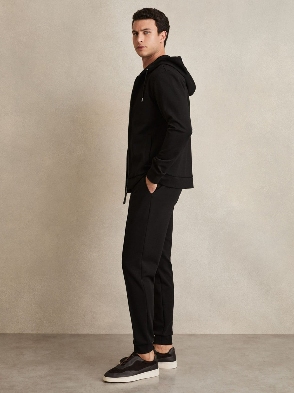 Interlock Zip-Through Hoodie Black | Mens
