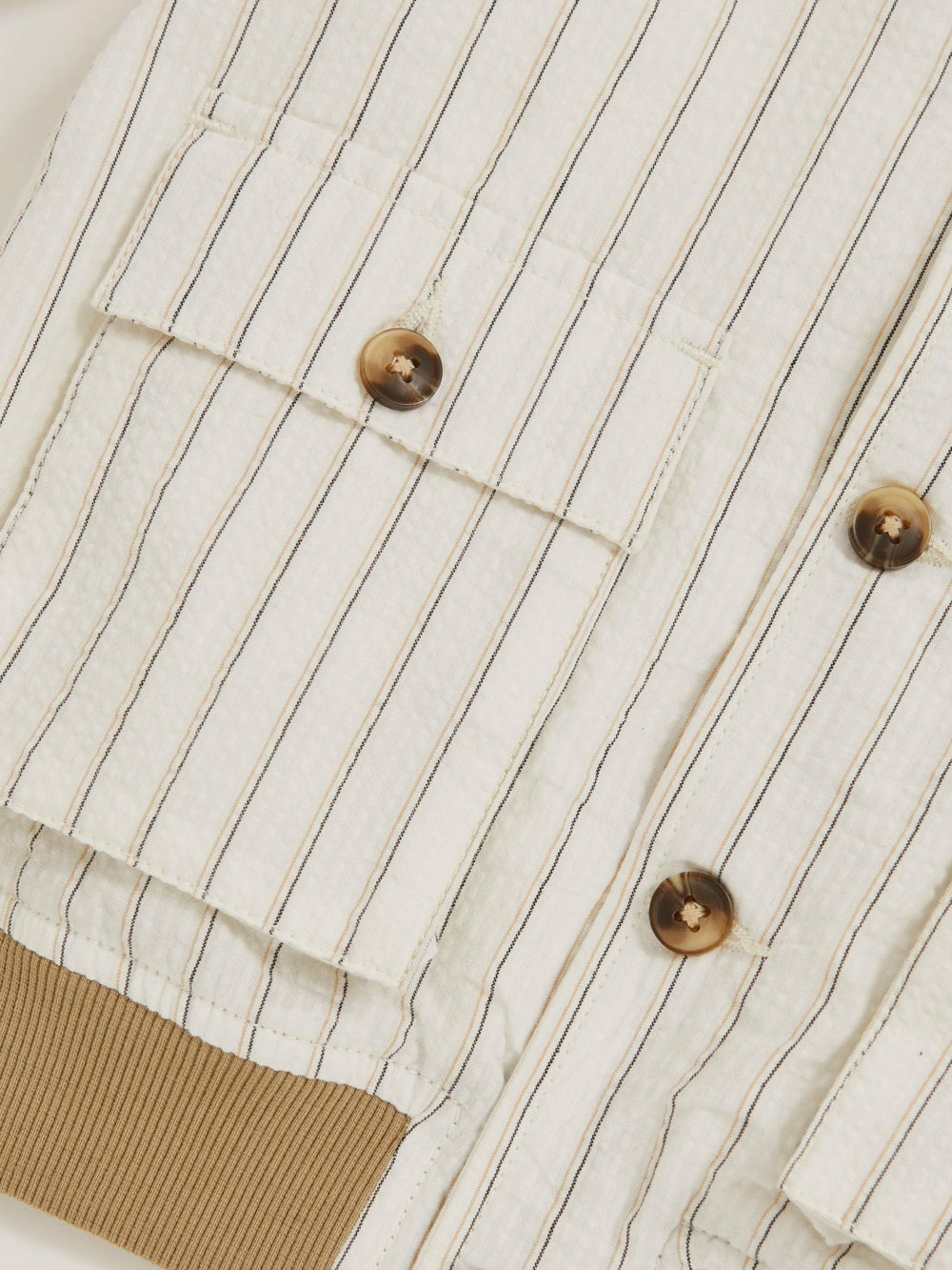 3-9 yrs Cotton Pinstripe Harrington Jacket Off White/Taupe Brown | Children