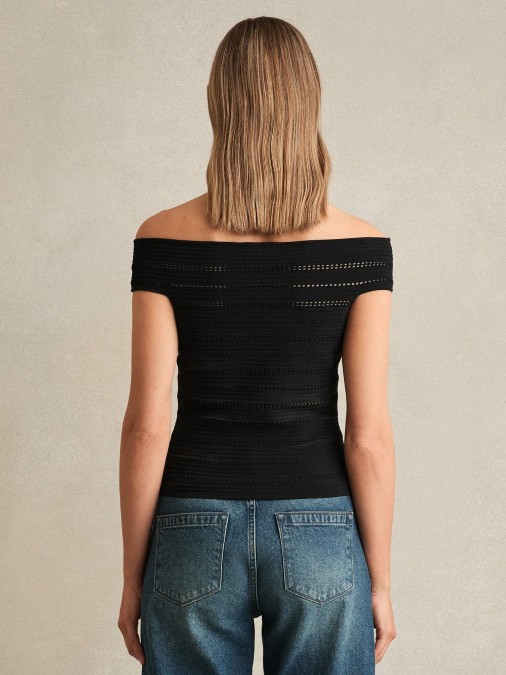 Bardot Open Knit Top Black | Womens