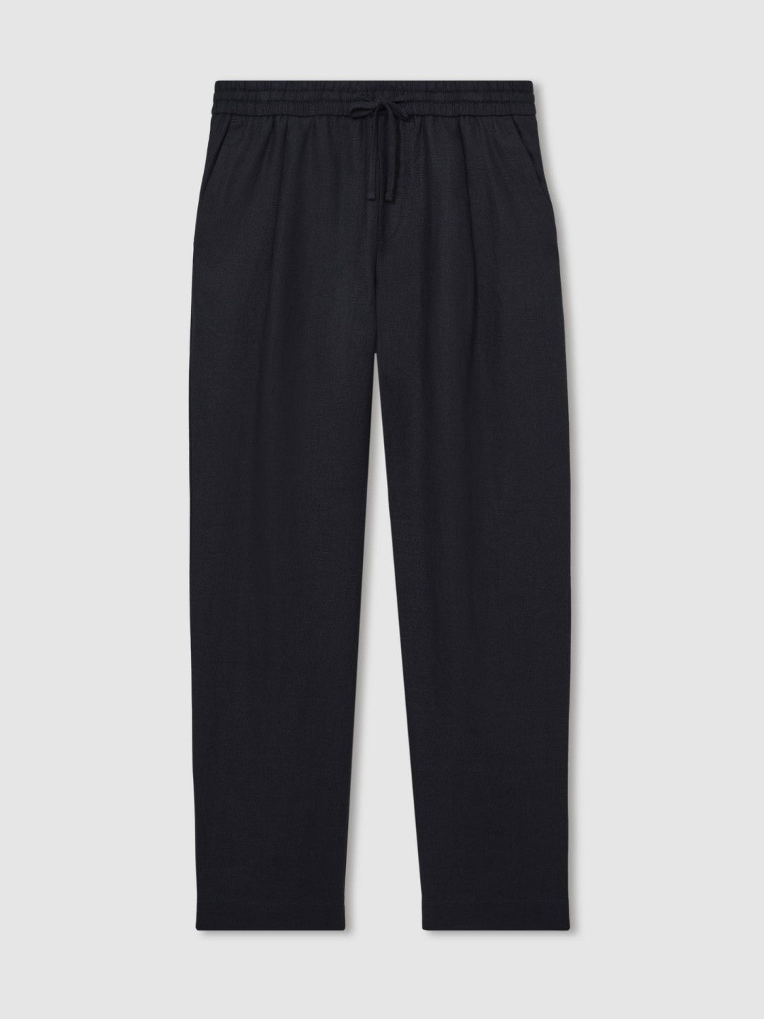 Linen Drawstring Relaxed-Fit Trousers Navy | Mens