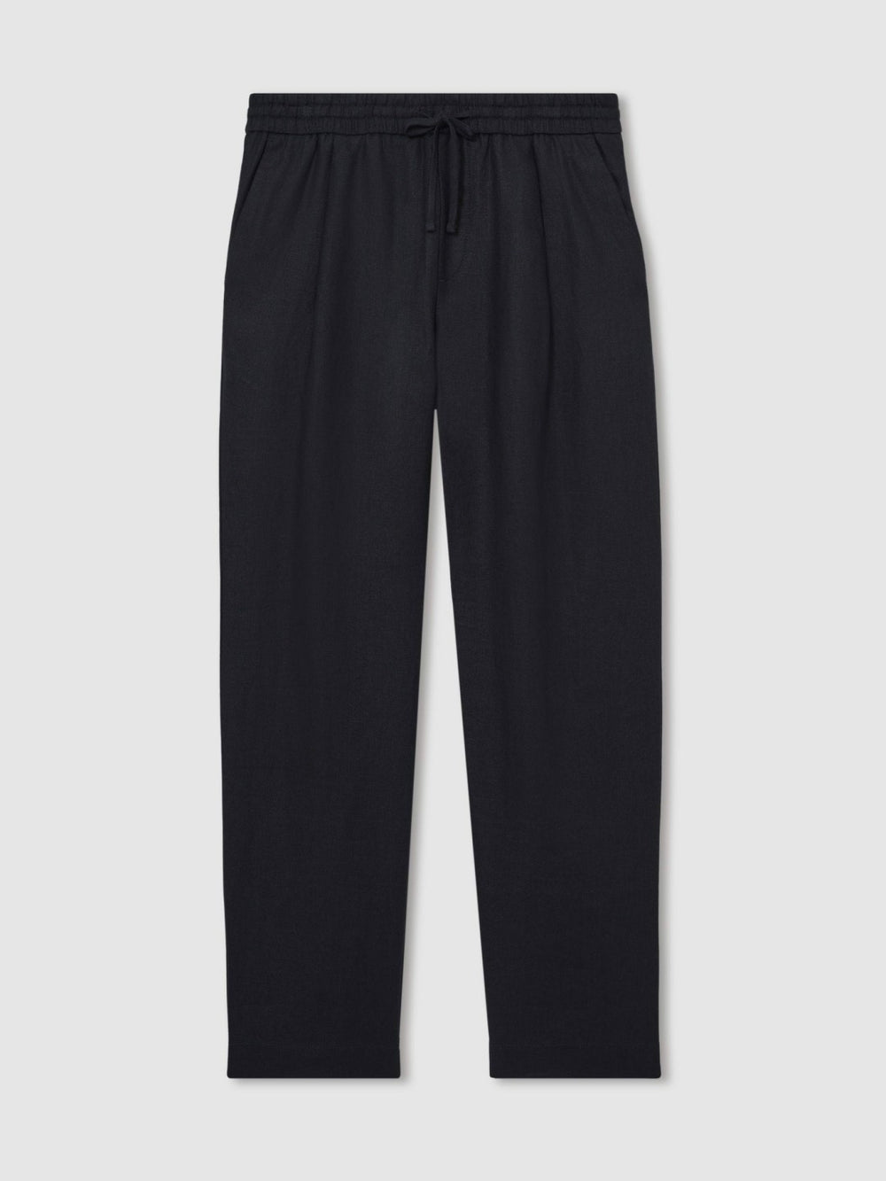 Linen Drawstring Relaxed-Fit Trousers Navy | Mens