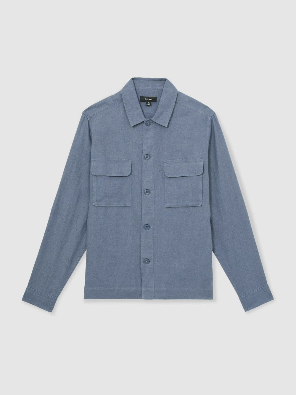 Linen Twin-Pocket Overshirt Airforce Blue | Mens